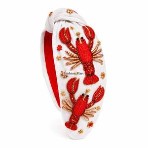 Trendy Designer Lobster Embroidery <b>Headband</b> Bulk Wholesale Fashion Accessories - Product Image 1