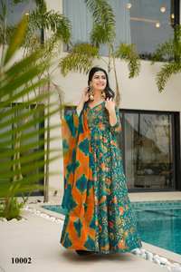 Magnifique Kurta de mariage indien pakistanais en tissu de soie, imprimé numérique, tenue de soirée élégante, style ethnique Bollywood, dernière collection exclusive - Product Image 3