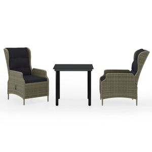 Set da pranzo da giardino in acciaio verniciato a polvere marrone, 3 pezzi, mobili da esterno in stile contemporaneo - Product Image 2