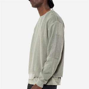 2026 new Custom Drop Shoulder Crew Neck Sweatshirt Oversize <b>100</b>% Cotton Sweatshirt Crewneck Casual Sweatshirts for Men - Product Image 3