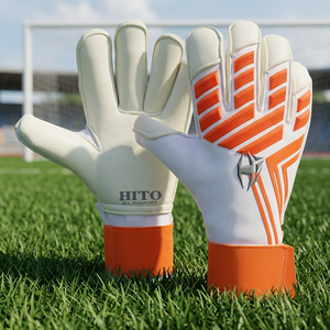 Gants de gardien de but de football personnalisés, paume avant en latex humide et sec, dos en caoutchouc injecté, protection des doigts, gants d'entraînement OEM - Product Image 4