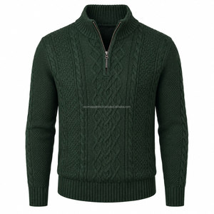 <b>Men's</b> Crew Neck Wool Pullover Sweater Solid Color <b>Cable</b> <b>Knit</b> Full Sleeve Winter Wear Regular Fit Thick Knitted Casual Style - Product Image 3
