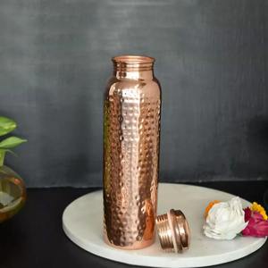 Trendy Design <b>Copper</b> High Quality <b>Copper</b> <b>Bottle</b> with Drinking Glass Hammered Design Luxury Shiny Polish Drinkware for Indoor Use - Product Image 2