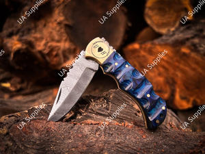 Cuchillo EDC Plegable de Acero de Damasco de Alta Calidad, con Mango de Madera Pakka y Latón, Punta de Gota, Agarre Firme y Cómodo, Afilado como una Navaja, ¡Venta Caliente! - Product Image 3