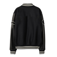 Veste universitaire noire pour homme sur mesure très demandée avec broderie tête de lapin, manches en cuir véritable, style preppy, idéale pour l'automne