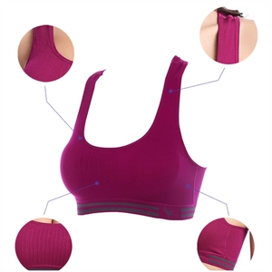 Women's Sports Bra Purple Ribbed Design High Support Breathable Workout Top - Product Image 3