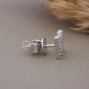 Boucles d'oreilles tendance en or blanc avec diamants de laboratoire taille ronde pour mariage et fiançailles pour femme - Product Image 3