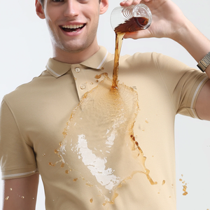 100% Algodón Ultra Transpirable Repelente al Agua para Camisetas Polo de Manga Corta con Patrón Sólido, Características Técnicas Innovadoras, Tejido de Punto - Product Image 1