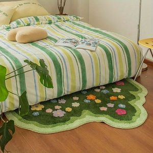 Alfombra de Baño Verde con Diseño de Musgo, Rectangular, Estilo Boho, con Hojas, Antideslizante, Absorbente y Afelpada - Product Image 5