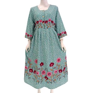 Women Casual Long <b>Dress</b> square collar comfortable to use daily made from breathable rayon fabric - Product Image 1
