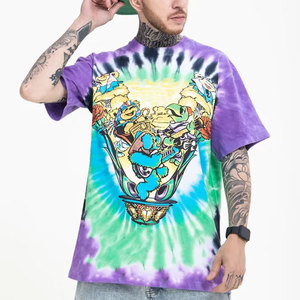 Camiseta Gráfica Tie Dye de Moda Urbana, Top de Algodón Oversize, Camiseta Tie Dye Colorida, Camiseta Gráfica Informal de Verano de Corte Holgado - Product Image 2