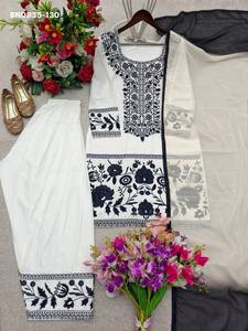 Proveedor de conjuntos de kurta y dupatta Farshi Plazzo de crepé de alta calidad con bordados, de la última colección de diseñadores, procedente de la India, para la moda femenina. - Product Image 6