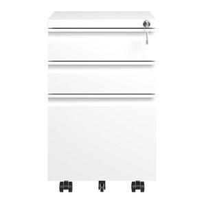 Armadietto Portadocumenti Mobile in Metallo a 3 Cassetti Completamente Assemblato, Bianco, Organizzatore per Casa e Ufficio per Documenti Lettera/Legale/A4 con Serratura - Product Image 3