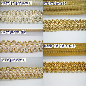 1 1/2 yardas de ribete trenzado dorado superpuesto, el mejor estilo con diseño de borde metálico en espiral para proyectos de costura y manualidades. - Product Image 6