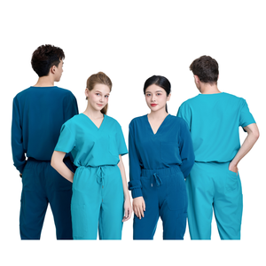 Uniformes médicos de diseño personalizado para mujer, pantalones anchos con estampado floral, conjunto de uniformes médicos cómodos para hombre, bata de laboratorio, MOQ bajo/muestra gratuita - Product Image 1