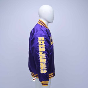 Lincoln Mens Satin Jacket Purple Yellow Satin Full Sleeve Letter Printing Turn-<b>down</b> Collar Regular Length High Quality Jackets - Product Image 3