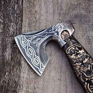 New Customized Handmade Carbon Steel <b>Axe</b> with Wood <b>Handle</b> Wholesale Hatchet Hot Selling camping <b>axe</b> - Product Image 4