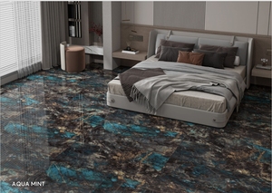 Azulejo de porcelana efecto mármol brillante de 600*1200 en color Aqua Mint para decoración elegante de paredes y suelos interiores. - Product Image 4