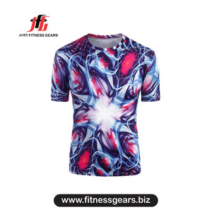 เสื้อยืดคอกลมแขนสั้นผู้ชาย ทรงเข้ารูป แห้งเร็ว พิมพ์ลาย สปอร์ต ผ้าถักโพลีเอสเตอร์ พิมพ์ลายแบบซับลิเมชั่น - Product Image 1