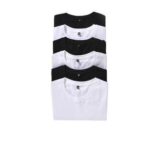 Camiseta de Algodón Lisa para Hombre, Manga Corta, Cuello Redondo, Corte Regular, Color Sólido, Ropa Casual, Negro, Blanco - Product Image 1