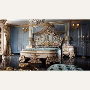 Juego de Dormitorio Clásico de Lujo en Madera, Tamaño Completo, Estilo Europeo, Muebles para Apartamento y Hogar - Product Image 2