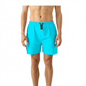 Shorts pour hommes de couleur unie à séchage rapide avec cordon de serrage, maillot de bain décontracté gris clair, taille mi-haute - Product Image 6