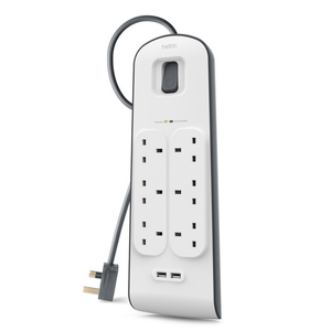 ปลั๊กไฟป้องกันไฟกระชาก BELKIN 8 ช่อง พร้อมพอร์ต USB 2 ช่อง - Product Image 2
