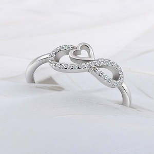 Anillo de Compromiso de Plata de Ley 925 con Símbolo de Infinito, Corazón y Circonita Cúbica, Regalo de Aniversario o San Valentín - Product Image 5
