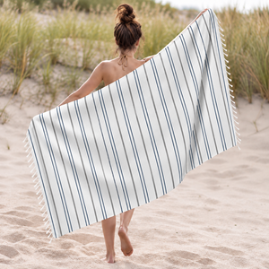 Toallas de playa Fouta a rayas 100% algodón OEM para uso multipropósito, toalla Hammam, tamaño personalizado, exportador en India. - Product Image 3