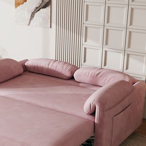 Sofá Cama Multiusos de Terciopelo Rosa de 54 Pulgadas con Función Retráctil para Espacios de Estar - Product Image 4