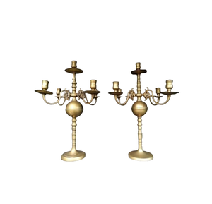 Porte-bougie de luxe en laiton à 7 bras, fait main, motif floral audacieux, impression en relief |   Église décorative pour mariage |   Fournisseur direct d'usine - Product Image 4