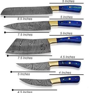 Couteaux de chef faits main de haute qualité, 5 pièces, motif Damas, avec manche personnalisé, multi-usages et écologiques - Product Image 1