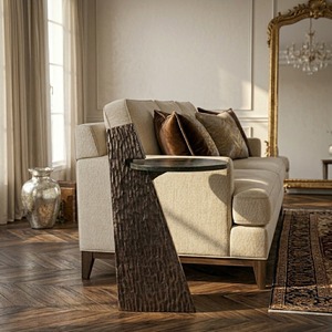 Mesa Moderna Shine On con Marco Dorado y Tapa de Vidrio para Sala de Estar, Mueble Decorativo - Product Image 1