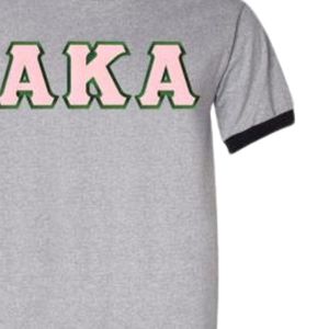 Camiseta AKA con letras para mujer, rosa, gris jaspeado, verde, de algodón, informal, a la moda, de manga corta, estilo griego, cómoda para el día a día - Product Image 2
