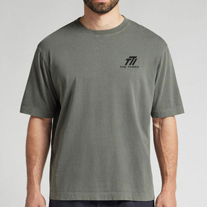 T-shirts classiques à col rond pour hommes, coupe ample, col en tricot côtelé, coton doux et confortable, respirant, logo sur le devant, vêtements de sport - Product Image 1