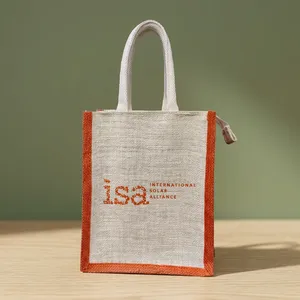 Bolsa de Compras de Yute Natural Super Premium de 10x8x5 Pulgadas, Elegante, Duradera y Reutilizable, para Compras, Regalos y Empaquetado - Product Image 3
