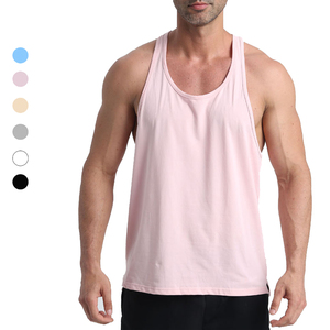 Débardeur sans manches en maille respirante de couleur unie pour homme avec logo frontal et col marin, gilet décontracté pour le quotidien et l'entraînement - Product Image 1