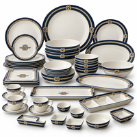 Service de table en mélamine motif corde or marine avec assiette, bol, tasse et grand plateau de service pour banquets d'hôtel (vente en gros)