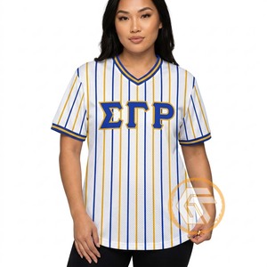 T-shirt de sororité Sigma Gamma Rho pour femmes, sublimé, respirant, écologique, col en V, polyester/coton, décontracté, été - Product Image 1