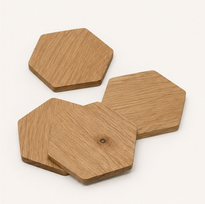 Handmade Hexagon Wooden <b>Coaster</b> Set Eco-Friendly Natural Oak Heat Resistant <b>Drink</b> Mats <b>For</b> Coffee Table And Home Decor Mats - Product Image 5