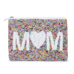 MOM's Embroidery Beaded Coin Bag Customized Beaded Coin Clutch for Parties & Gifting <b>Mini</b> Purse With Zipper Fashionable <b>Pouch</b> - Product Image 1