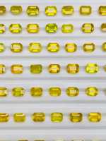 Saphir Jaune de Madagascar Taille Émeraude 7x5mm 100 carats Traité Thermiquement Pierre Précieuse Naturelle en Vrac pour la Fabrication de Bijoux Certifié IGI