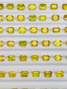 Saphir Jaune de Madagascar Taille Émeraude 7x5mm 100 carats Traité Thermiquement Pierre Précieuse Naturelle en Vrac pour la Fabrication de Bijoux Certifié IGI - Product Image 5