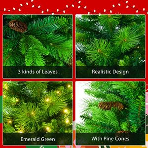 Árbol de Navidad Artificial Preiluminado Verde Hierba de 6 Pies con Corona y Guirnalda, Ramas de Pino Grandes, Set de Decoración Navideña - Product Image 5