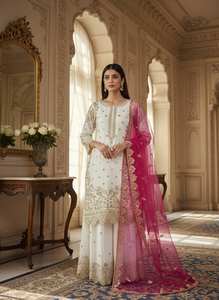 Ensemble Kurti et Palazzo en Soie Pure Fandy Brodé de Qualité Supérieure avec Dupatta en Tulle Papillon – Vêtements Ethniques pour Femmes de Qualité Export - Product Image 3