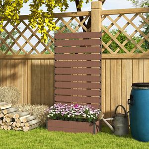 Fioriera da Giardino Marrone Chiaro con Traliccio per Piante Rampicanti e Foro di Drenaggio - Product Image 2