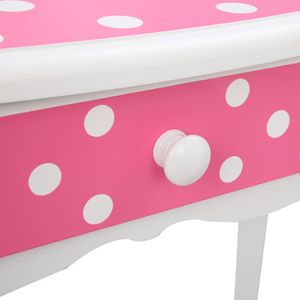 Pink/White YJ Kids' Furniture Set Wooden <b>Vanity</b> with Tri-Fold <b>Mirror</b> Chair <b>Table</b> Stool <b>Vanity</b> Set for Kids - Product Image 5