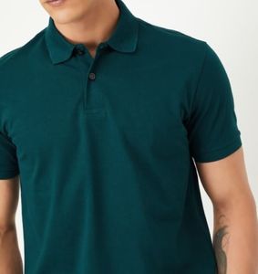 Camiseta polo de algodón y poliéster para hombre, color sólido, sin etiqueta, corte clásico, tejido grueso, estilo básico de verano. - Product Image 2