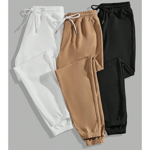 Pantalones Deportivos Casuales para Hombre, Cintura Elástica, 100% Algodón, Peso Medio, Tejido Liso Teñido, para Otoño - Product Image 3