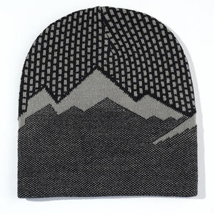 Gorro de Punto Jacquard con Patrón Geométrico Unisex, 56-58CM, Gorro de Invierno, Estilo Casual, Acrílico, Cálido, para Exteriores, para Adultos - Product Image 2